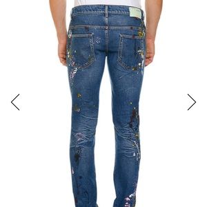 Neiman Marcus Off-White Mens Skinny Jeans Splatter